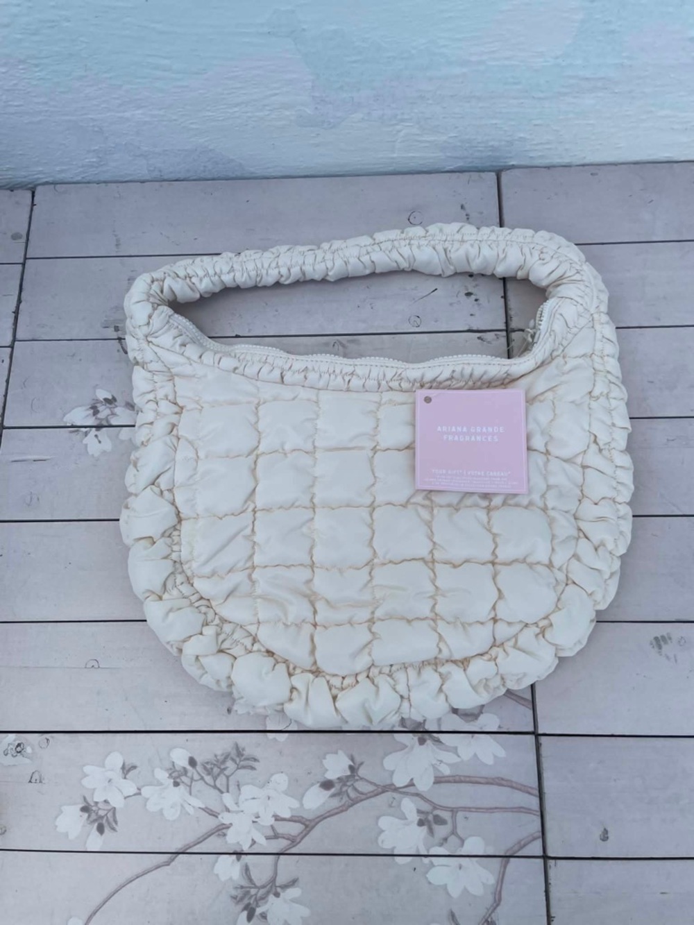 Ariana Grande Cream Quilted Shoulder Bag